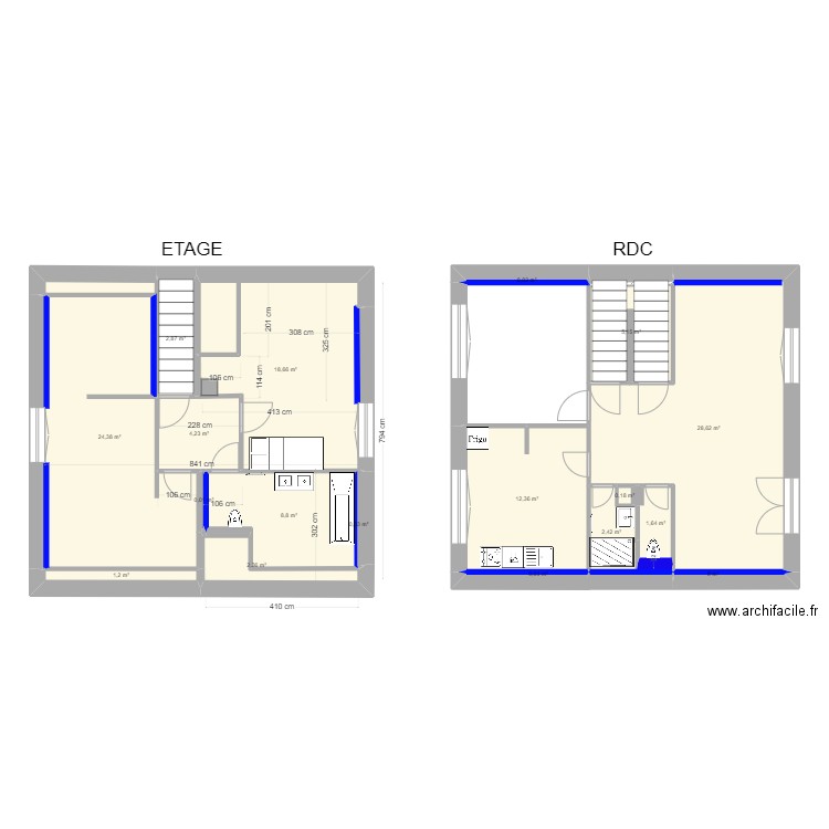 plan V2 GRIVET. Plan de 18 pièces et 113 m2