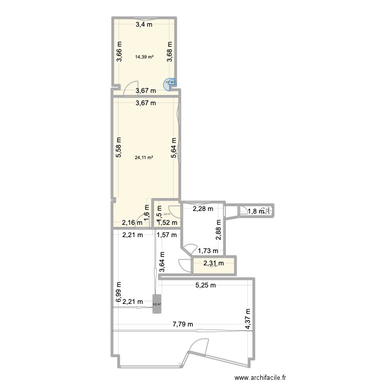 Local professionnel Tours. Plan de 5 pièces et 43 m2