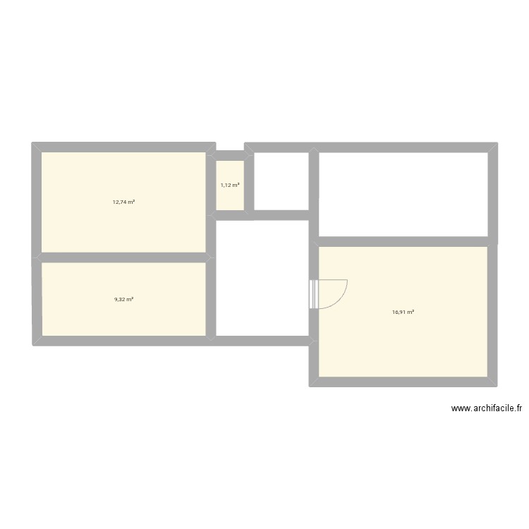 App république. Plan de 4 pièces et 40 m2