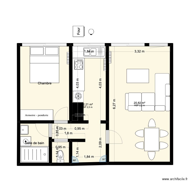 Appart Mathis. Plan de 5 pièces et 48 m2