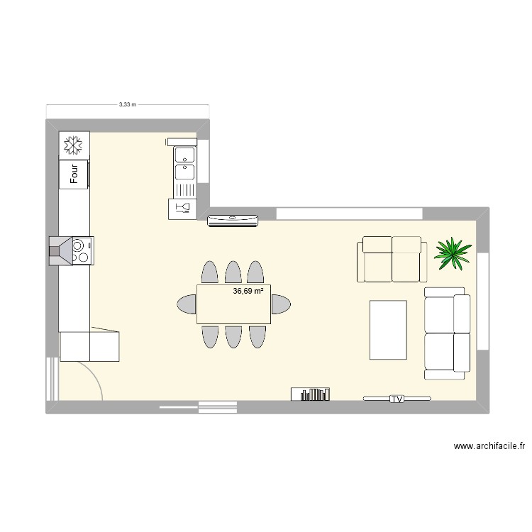 JOCOMIR PIECE DE VIE NONNA. Plan de 1 pièce et 37 m2