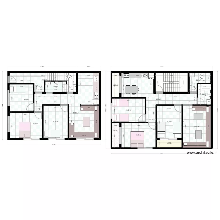 waha. Plan de 17  et 171 m²