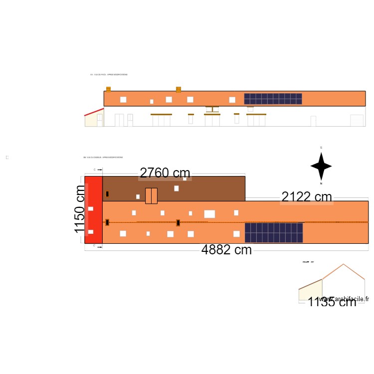 Plan de Masse La loge Façade apres modif _2. Plan de 3 pièces et 188 m2