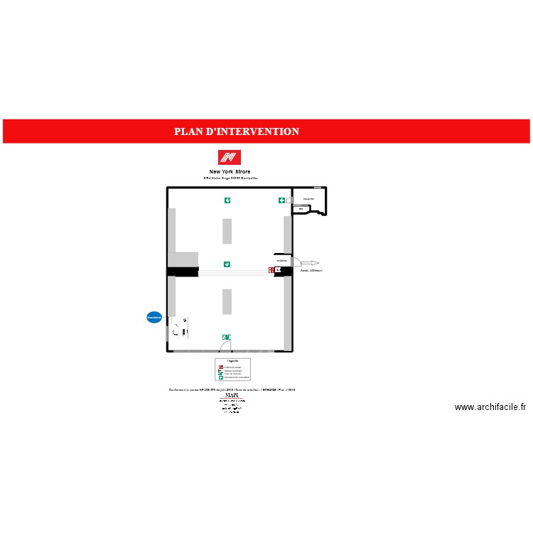 NY store. Plan de 3 pièces et -1933 m2