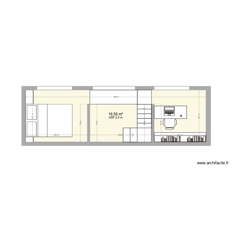 Tiny house &eacute;tage ter. Plan de 1 pièce et 17 m²