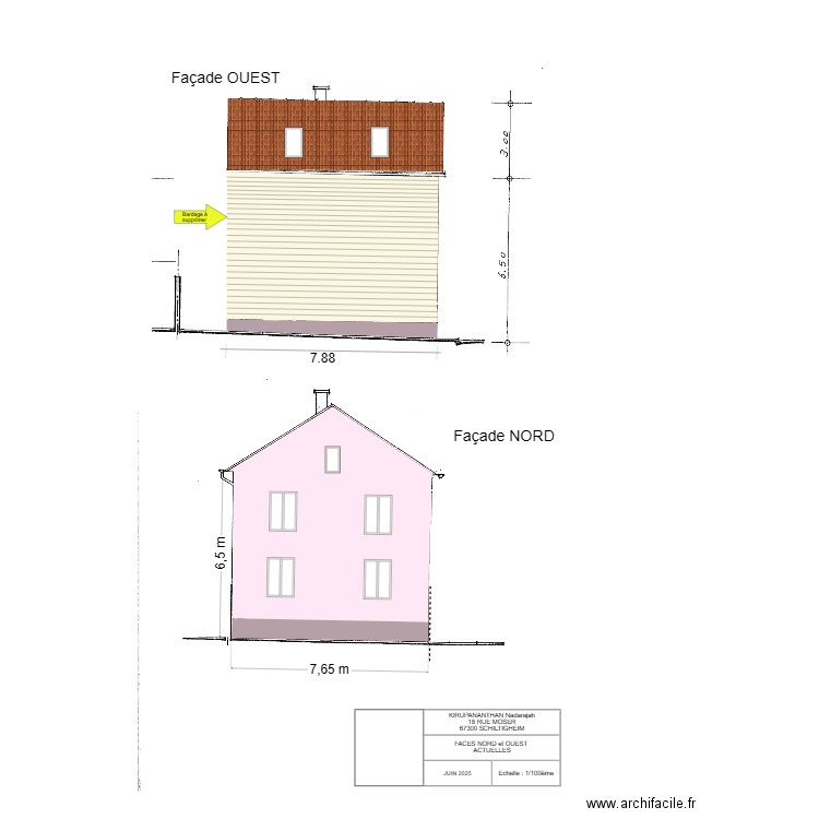 KIRUPANANTHAN Nadarajah FACES NORD et OUEST EXISTANT. Plan de 0 pièce et 0 m2