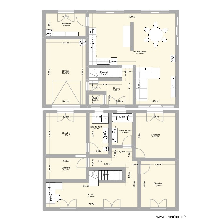 plan n°3. Plan de 14 pièces et 157 m2