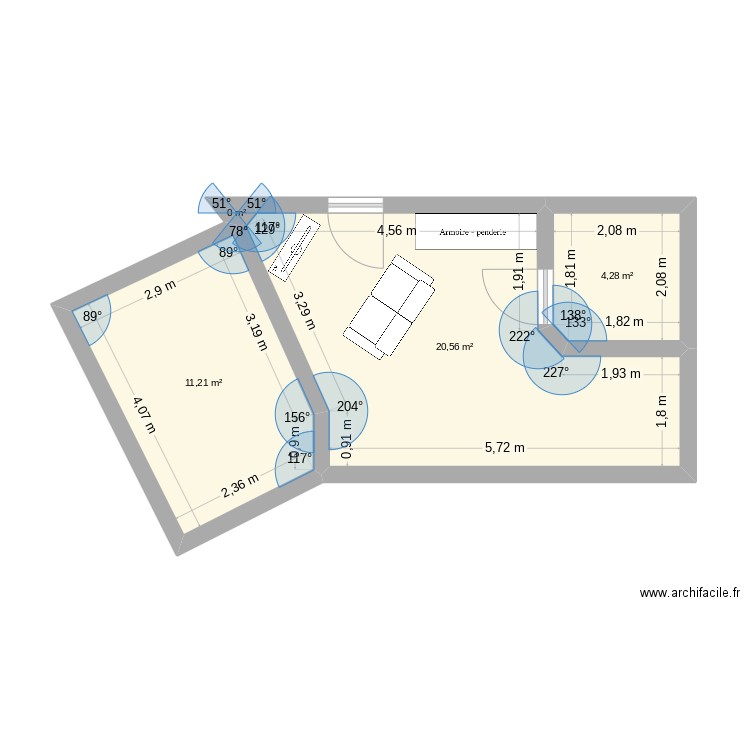 joihjnmbj. Plan de 4 pièces et 36 m2