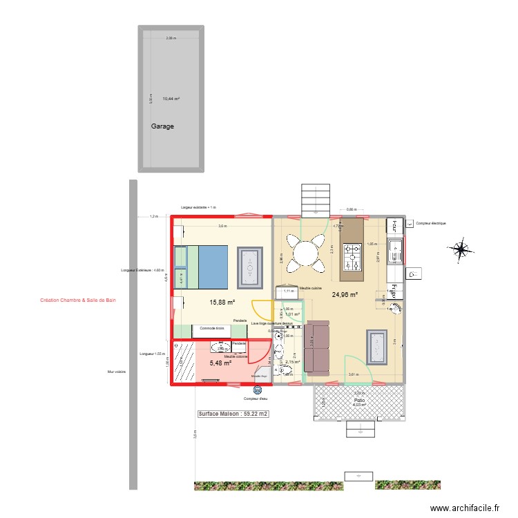 12430.4. Plan de 7 pièces et 64 m2