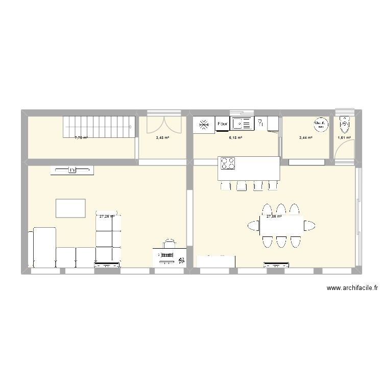 loft t5 rdc. Plan de 7 pièces et 78 m2