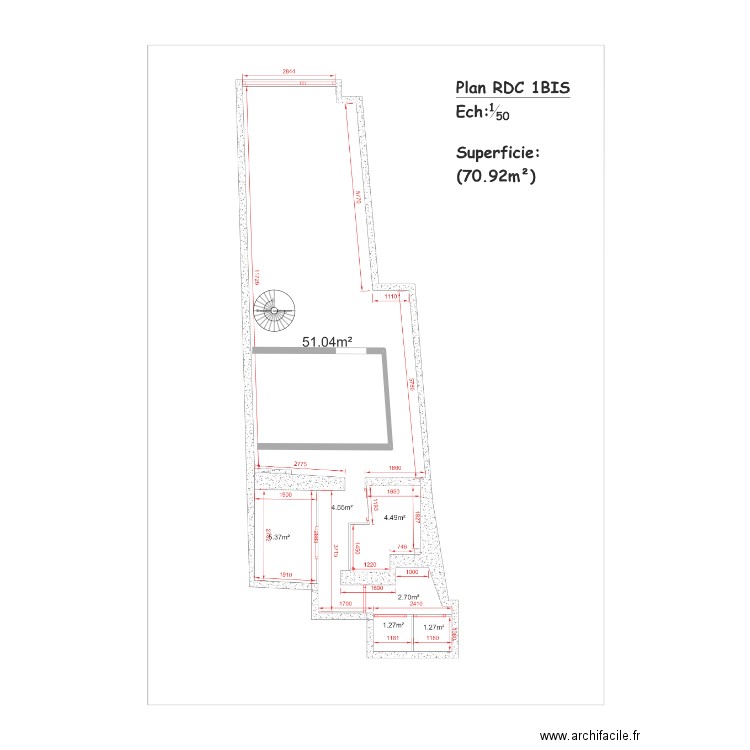1b rdc. Plan de 0 pièce et 0 m2