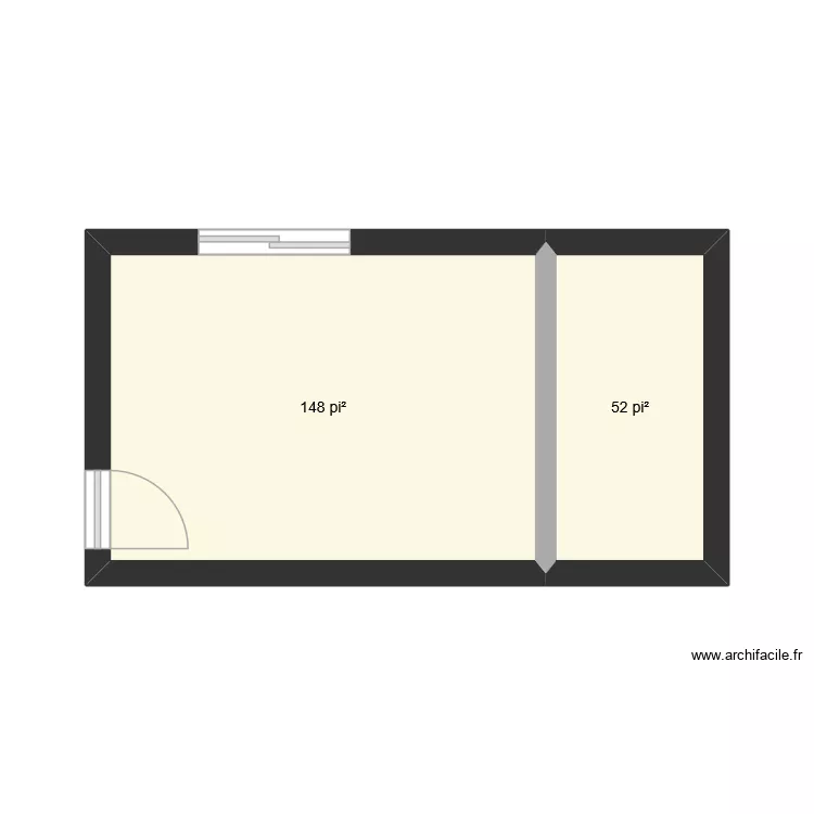cuisine. Plan de 2  et 19 m²