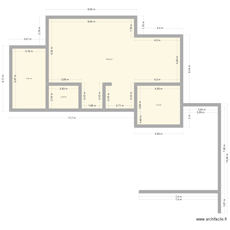 Projet Futur. Plan de 4 pièces et 117 m2