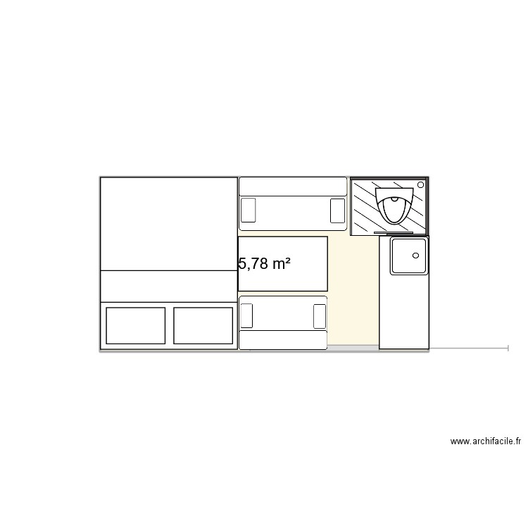 van aménagé. Plan de 1 pièce et 6 m2