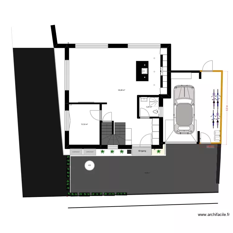 Carport V2. Plan de 3 Pièces et 76 m² Carport V2. Plan de 3 Pièces et 76 m²