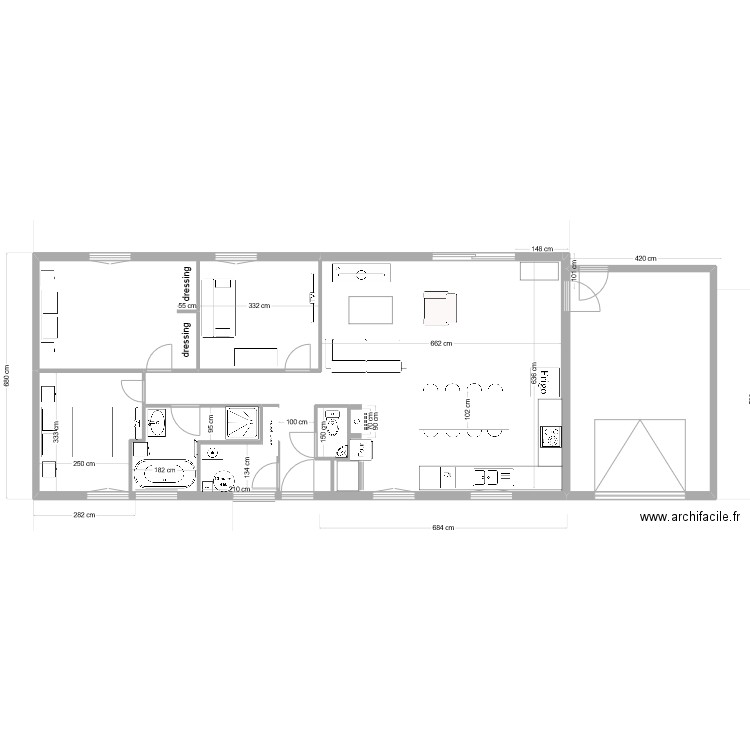 Lise plan 5. Plan de 3 pièces et 48 m2