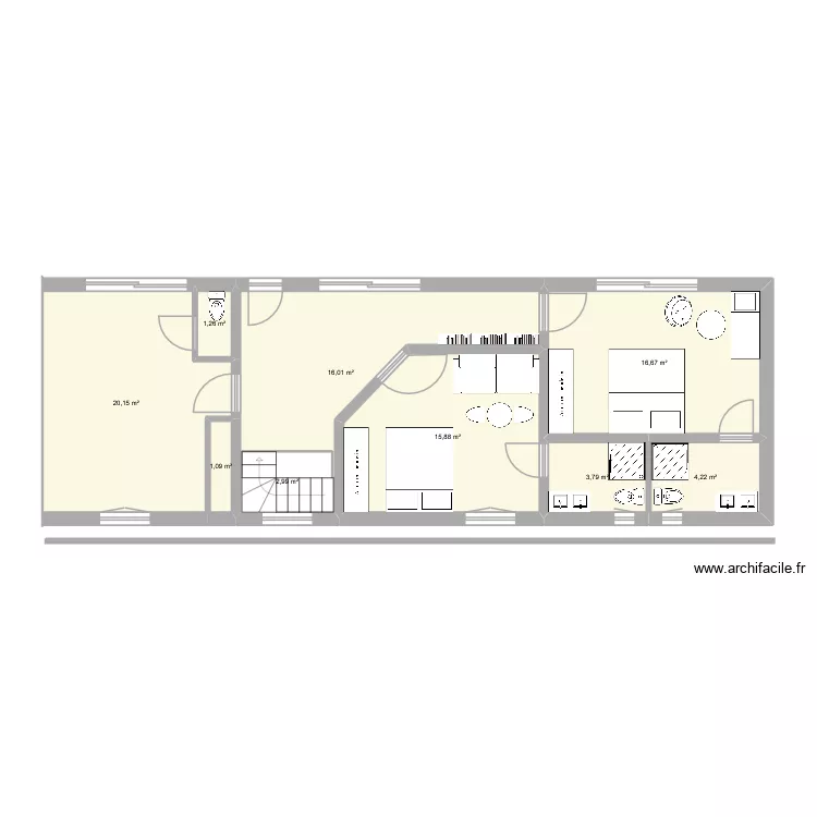 pechetage_2_2_am. Plan de 9  et 85 m²