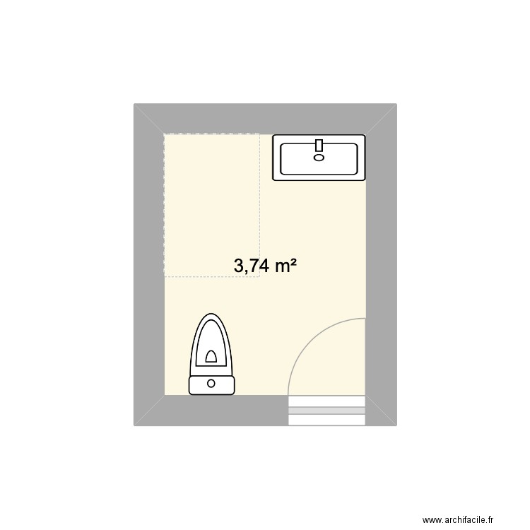 salle de bain. Plan de 1 pièce et 4 m2