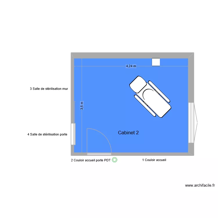 10506 Cabinet 2. Plan de 1  et 15 m²