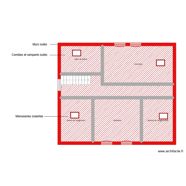DESCHILDRE &eacute;tage &eacute;tape 1-2. Plan de 6 Pièces et 73 m²