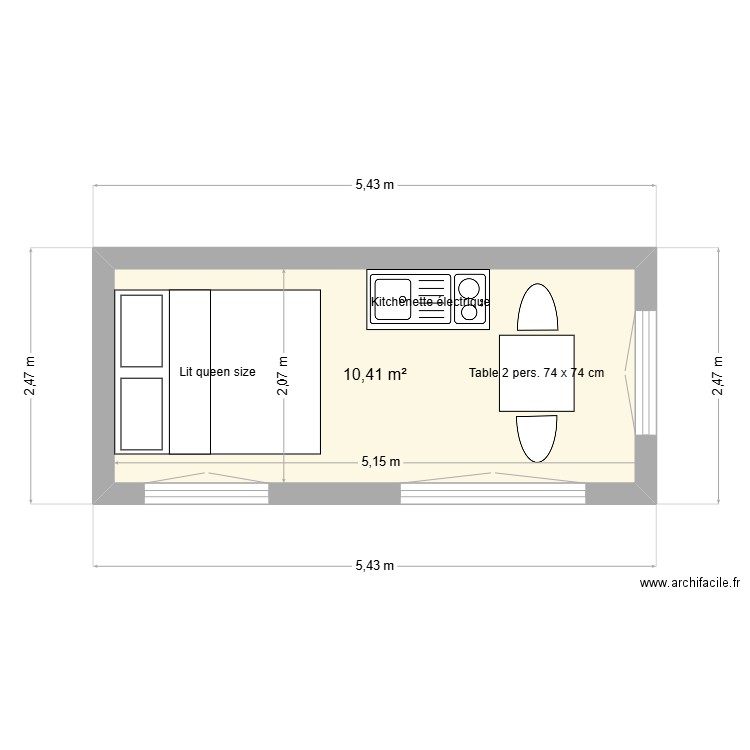 CABANE-CHALET 2 personnes. Plan de 1 pièce et 10 m2