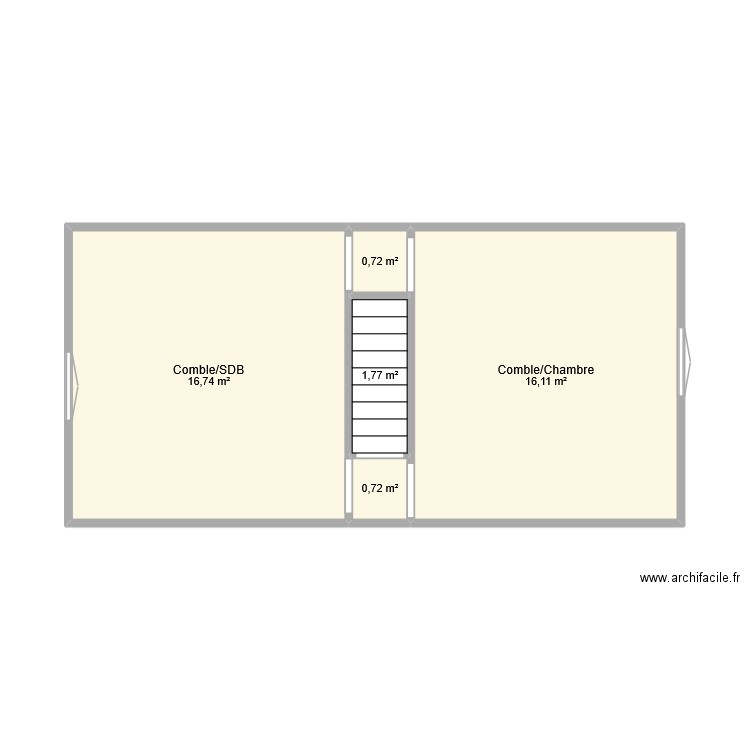 Jason comble. Plan de 5 pièces et 36 m2