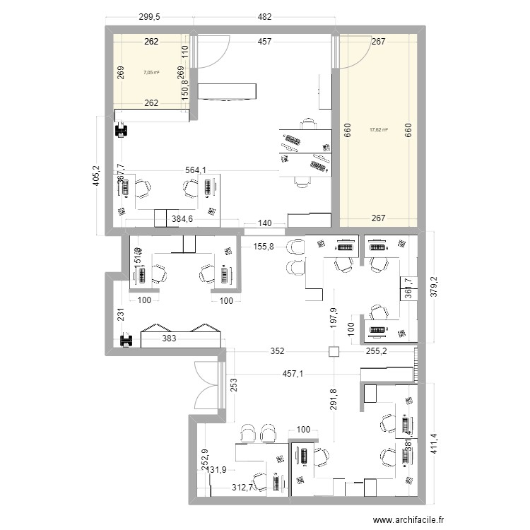 Bureau 9 et comptoir 4. Plan de 0 pièce et 0 m2