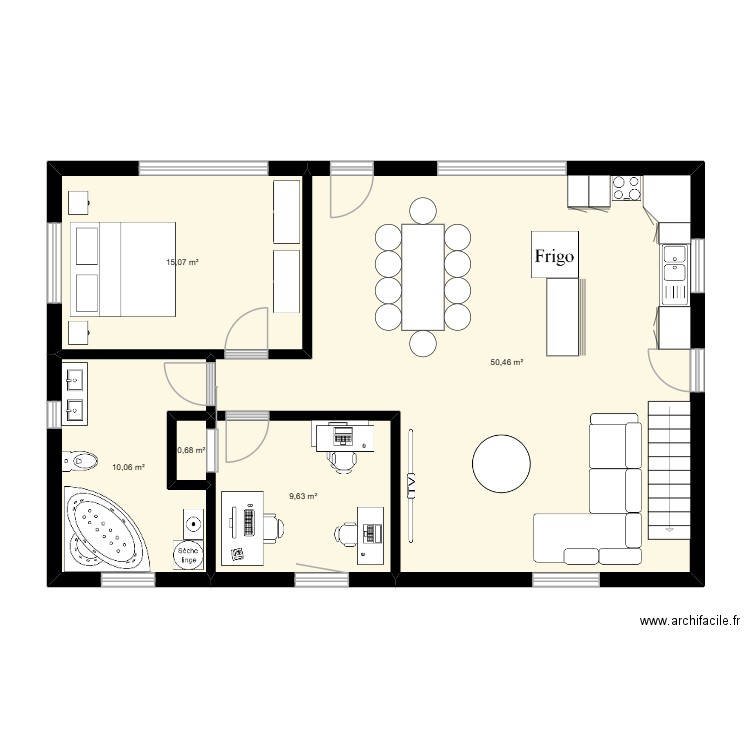 reno. Plan de 5 pièces et 86 m2