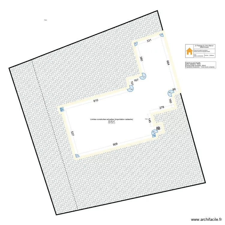 Jaunis Ruffle - Cotes cadastre. Plan de 1 Pièce et 83 m² Jaunis Ruffle - Cotes cadastre. Plan de 1 Pièce et 83 m²