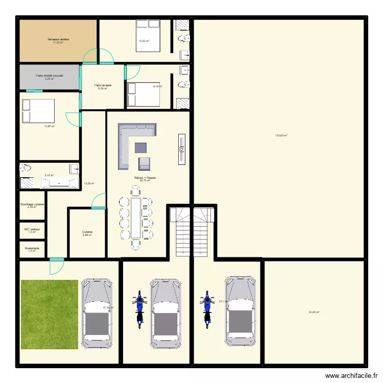 Projet R+1 Location. Plan de 