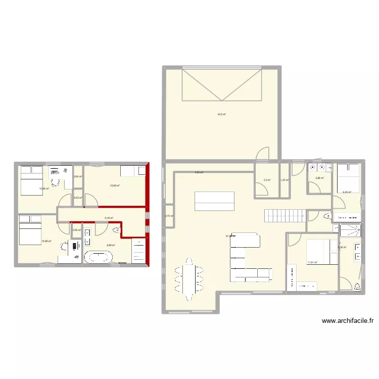 maison 150m sauv 1. Plan de 18  et 190 m²