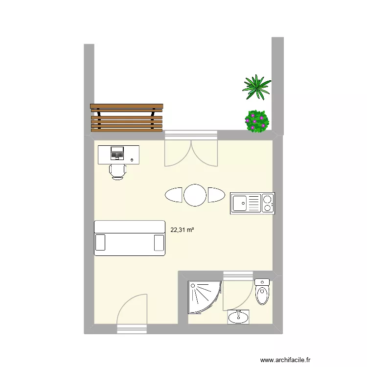 studio  rdc st foy la grande. Plan de 1  et 22 m²