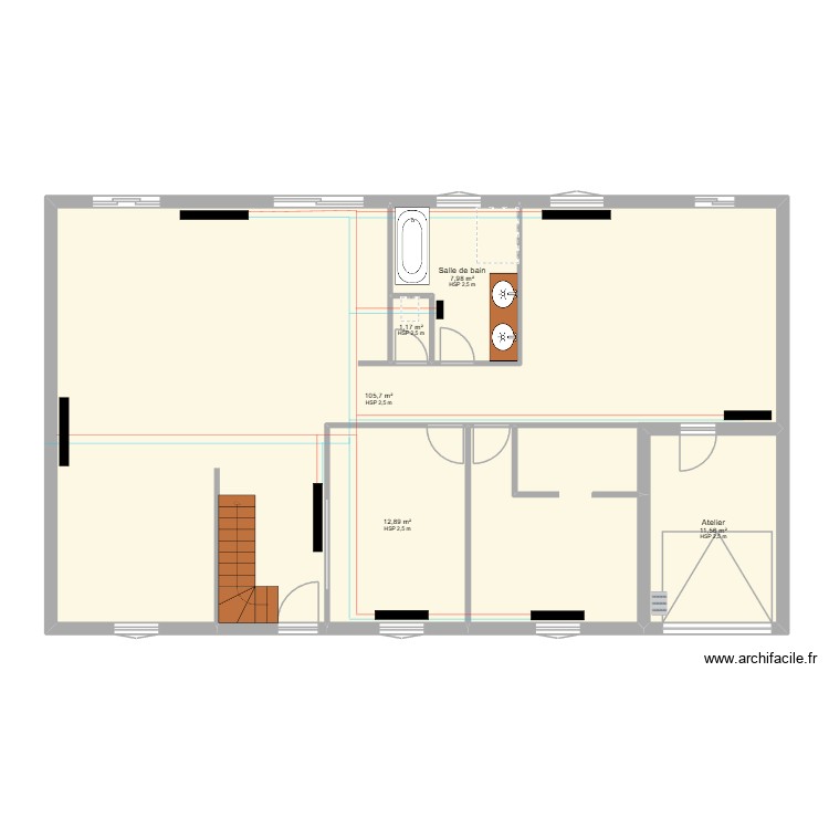 Implantation radiateur. Plan de 12 pièces et 278 m2