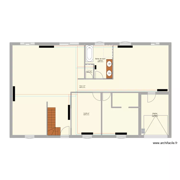 Implantation radiateur. Plan de 12 pièces et 278 m²