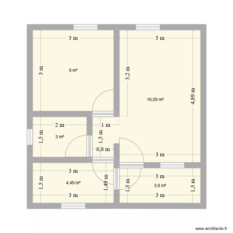 Studio. Plan de 5  et 36 m²