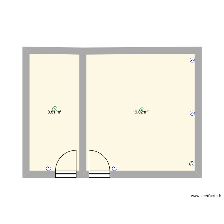 Dépendance Courcelles. Plan de 2 pièces et 28 m2