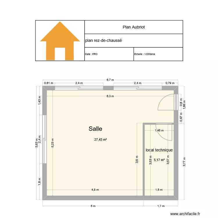 Aubriot rez-de -chaussé. Plan de 2 et 33 m² Aubriot rez-de -chaussé. Plan de 2 et 33 m²