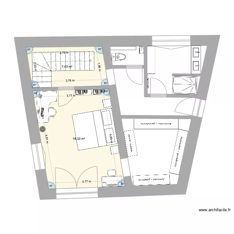 Partie milieu haut. Plan de 2 et 26 m² Partie milieu haut. Plan de 2 et 26 m²