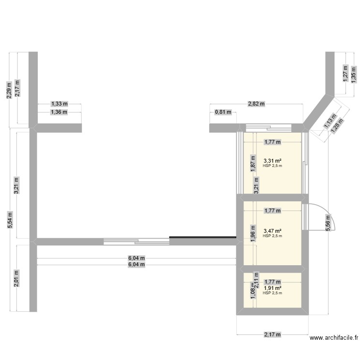 RESTO TERRASSE. Plan de 3 pièces et 9 m2