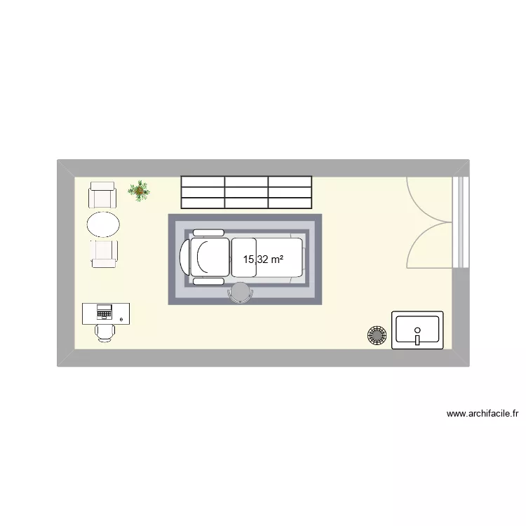 salon. Plan de 1  et 15 m²