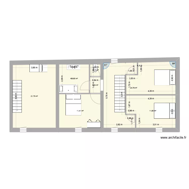 &eacute;tage gite. Plan de 