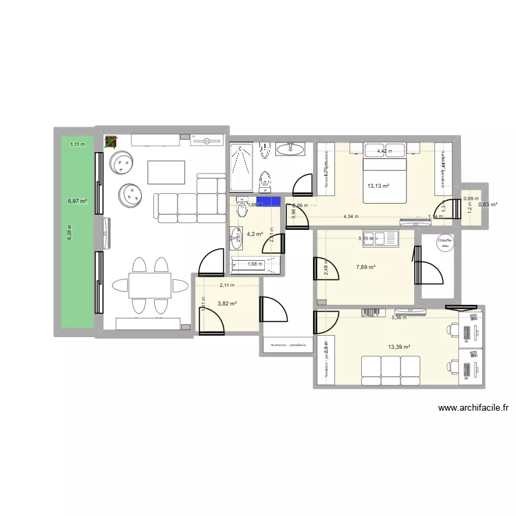 Plan Hierros14. Plan de 7  et 50 m²