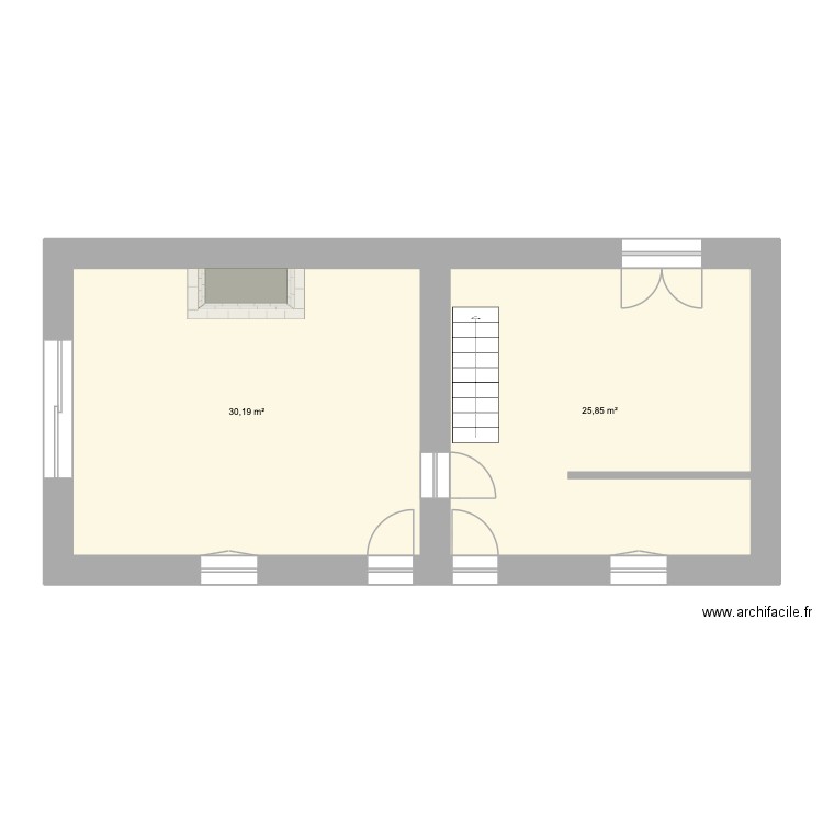 menilles. Plan de 2 pièces et 56 m2