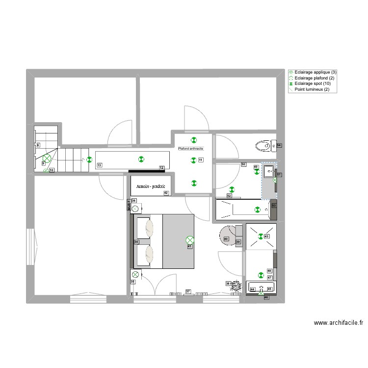 Caroline Ginglinger - 1ère Etage Noir et Blanc. Plan de 6 pièces et 54 m2