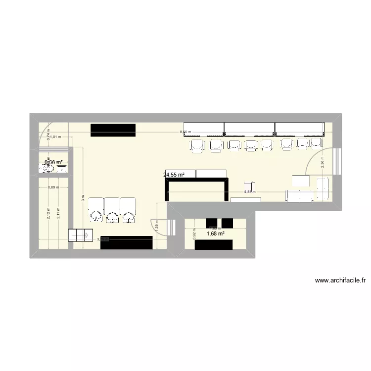plan du salon. Plan de 3 pièces et 27 m²