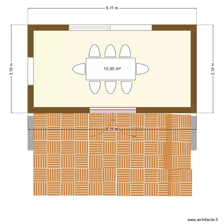CHALET JARDIN. Plan de 1  et 16 m²