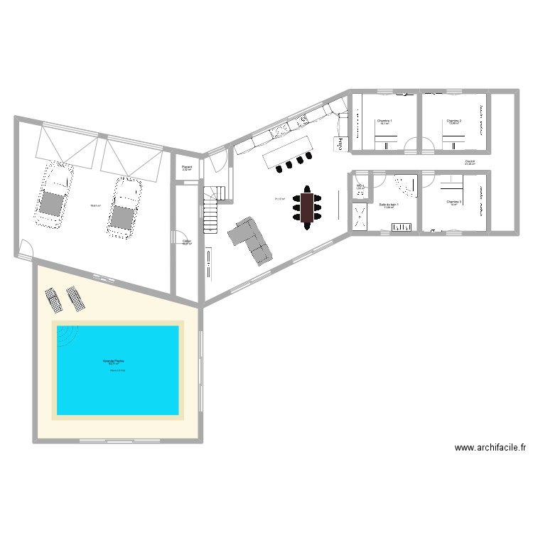 Maison 1ER. Plan de 11 pièces et 334 m2