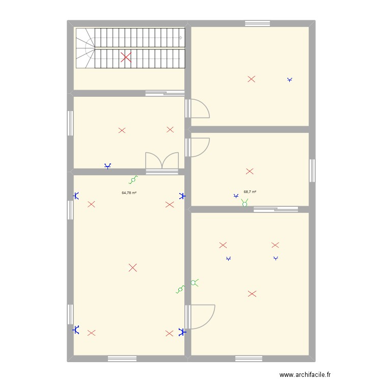 etage 2 lepape. Plan de 2 pièces et 133 m2