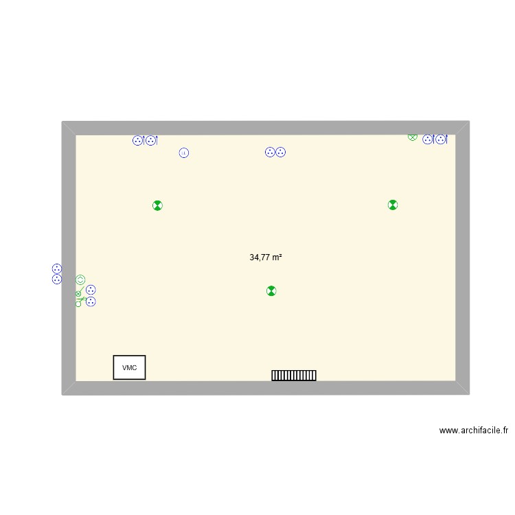SDB. Plan de 1 pièce et 35 m2