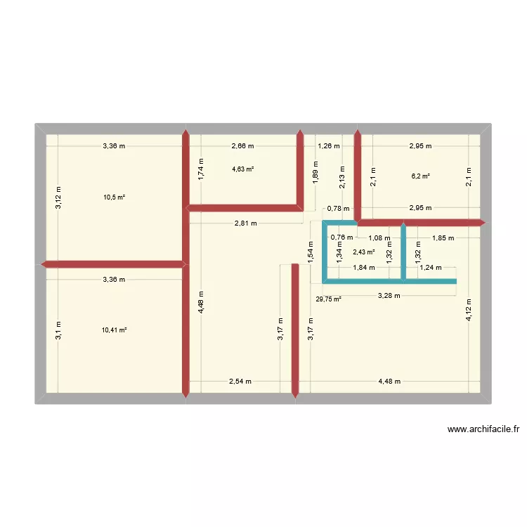 hhjgb. Plan de 6 pièces et 64 m²